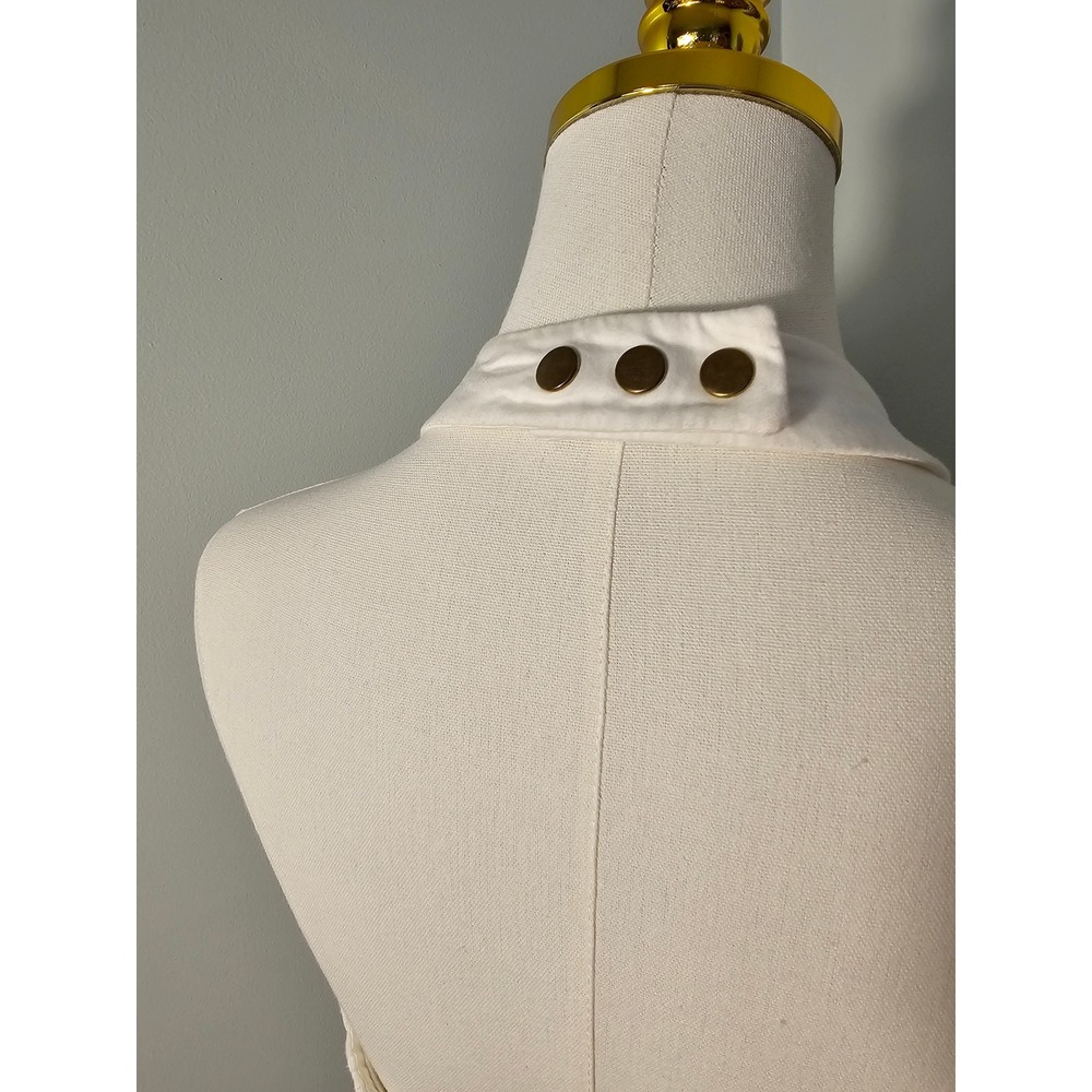 London Times White Eyelet Halter Dress with Belt and Pockets Fully Lined Size 8 - Picture 4 of 6